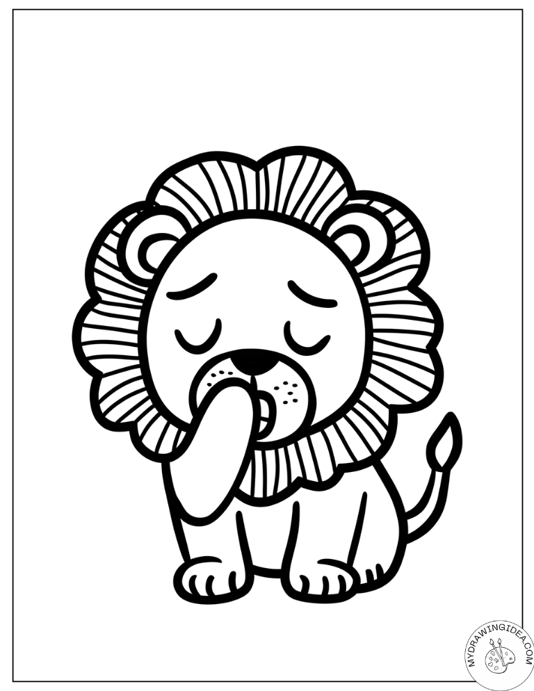 Sweet Sleeping Lion Cub Lion King Coloring Pages Free
