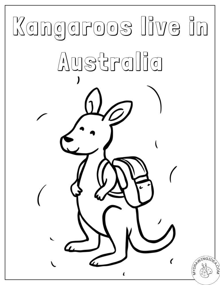 Traveling Kangaroo Educational Facts Printable Kangaroo Coloring Pages