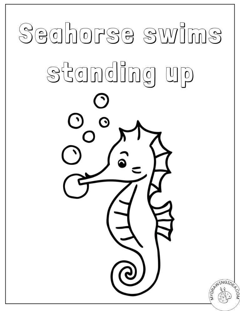 Upright Swimming Seahorse Seahorses Coloring Pages Printable