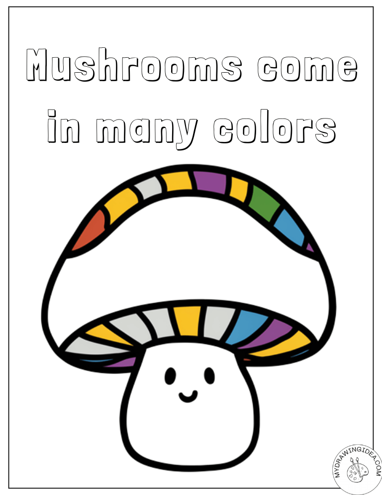 Vibrant Rainbow Striped Mushroom Color Page